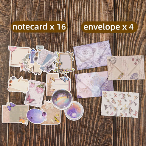 FUSTARKY 200 Pieces Vintage Scrapbook Supplies Pack, Vintage Butterfly Planet Scrapbook Paper Art Journaling Kit for Bullet Journals Planners Coll...