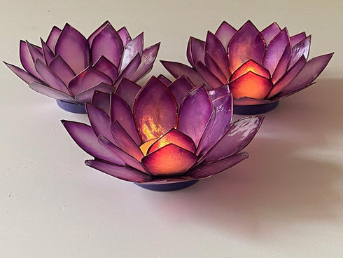 Capiz Shell Lotus Flower Decor Tealight Candle Holder for Serene Ambiance - Handmade Decorative Candle Holders for Meditation, Yoga, and Relaxatio...