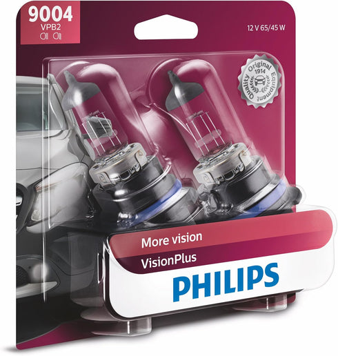 Philips Automotive Lighting 9004 VisionPlus Deluxe Upgrade Automotive Replacement Headlight Bulb, Fits Select High Beam, Low Beam, or Fog Position...