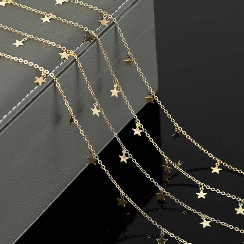 YOUBEIYEE 16.4 Feet Star Link Chain for Jewelry Making Women Necklace Chain Roll, Gold Plated Cable Chains Bulk with Jump Rings and Lobster Clasps...