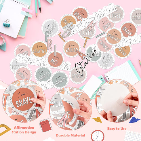97Pcs Back to School Affirmation Station Bulletin Board Classroom Decoration Motivational Positive Saying Poster Cutouts Border Trim Back to Schoo...