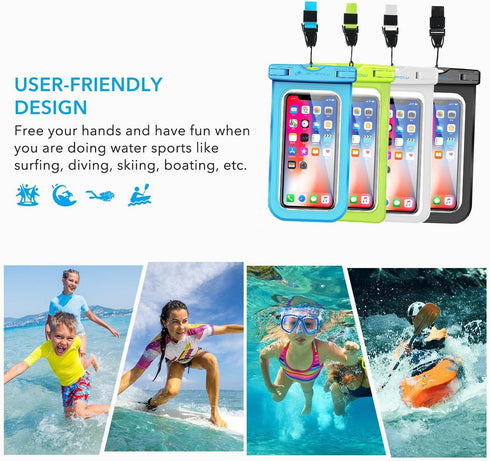 Waterproof Phone Case, 4-Pack IPX8 Waterproof Phone Pouch Universal Clear Cell Phone Dry Bag for Water Games for iPhone 15 14 13 12 11 Pro MAX XS ...