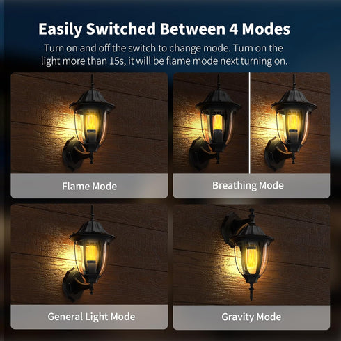 ?Upgraded? LED Flame Light Bulbs, 4 Modes Flickering Light Bulbs with Gravity Sensor, E26 Fire Light Bulb for Halloween, Christmas, Party, Porch, ...