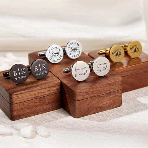 Kooer Personalized Engraved Cuff Links Tie Clip Set Custom Engrave Phrase Wedding Cufflinks Jewelry Gift for Father Dad Of all the Walks We've tak...