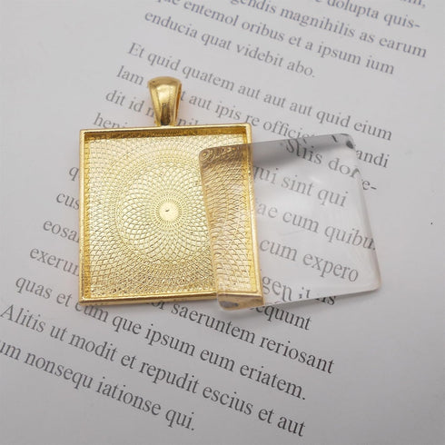 WAY DENG Pendant Tray Jewelry Making Charm Set of 30 Mixed Lots Metal Alloy Bezel Frame Square Base Settings Inner 25mm...