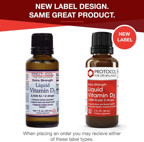 Protocol Liquid Vitamin D3 2,000 IU - Extra Strength - Bone & Teeth Support* - Dietary Supplement for Immunity & Bone Mineralization* - Non-GMO, H...