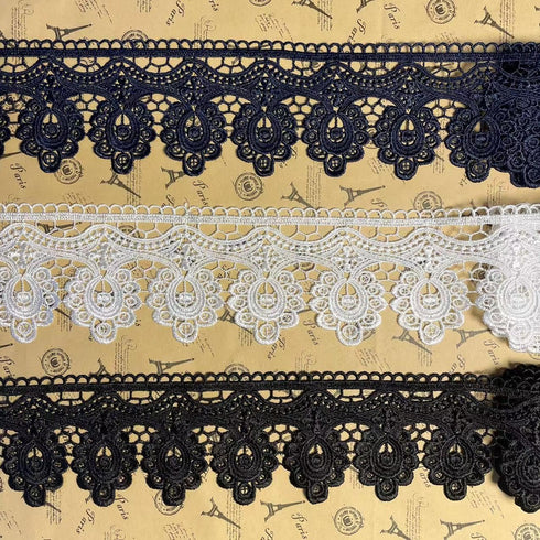 9.5CM Width Europe Floral Venise Pattern Inelastic Embroidery Trims,Curtain Tablecloth Slipcover Bridal DIY Clothing/Accessories.(2 Yards in one P...
