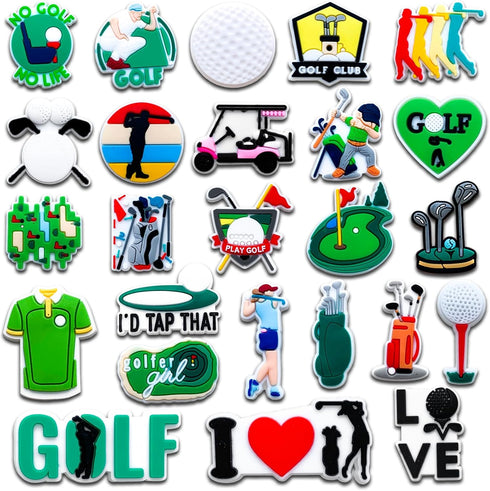 25Pcs Golf Shoe Charms for Clog Different Matching Sandals Wristbands Bracelets, Sports Ball Shoe Charms Decorations (Golf)...