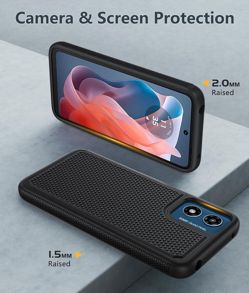 FNTCASE for Motorola Moto G-Play-2024 Case: Dual Layer Protective Heavy Duty Cell Phone Cover Shockproof Rugged with Non Slip Textured Back - Mili...