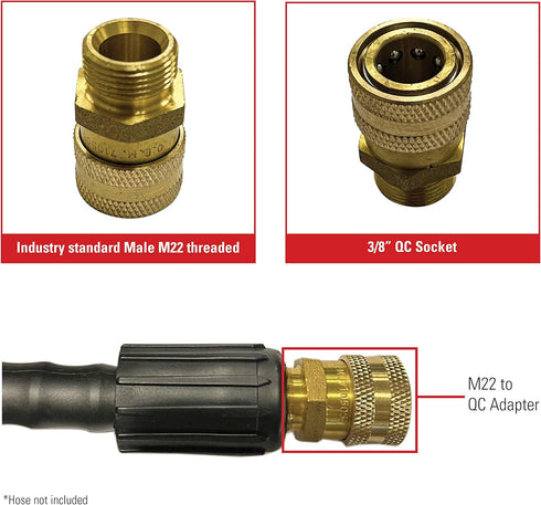 Simpson Cleaning 7105057 Replacement QC Socket for Pressure Washer Hoses Up to 4500 PSI, Male M22, Gold...