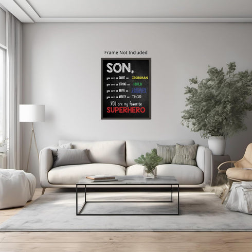 Posterizer 1 pcs-Son You Are My Favorite Superhero-Movie & Cinema Art-Typography Art-decor for Boys, Teens Bedroom- UNFRAMED Wall Art...