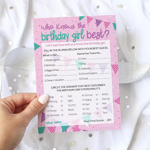DISTINCTIVS Who Knows The Birthday Girl Best 5x7 Cards, 10 Count - Sleepover Games, How Well Do You Know The Birthday Girl...