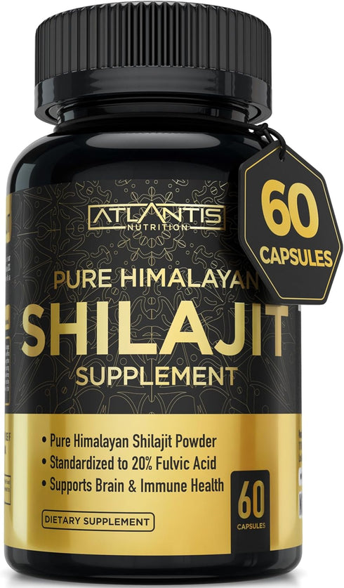 Shilajit Supplement - Pure Himalayan Authentic Shilaijt Resin Capsules Formulated with 20% Fulvic Acid - 10:1 Extract 10,000mg Extra Strength - Ma...