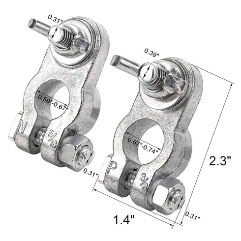 CZC AUTO Car Battery Terminal End with Wing Nut Terminal Connectors Zinc-Alloy Clamps for Car Truck Van RV Boat, 1 Pair...