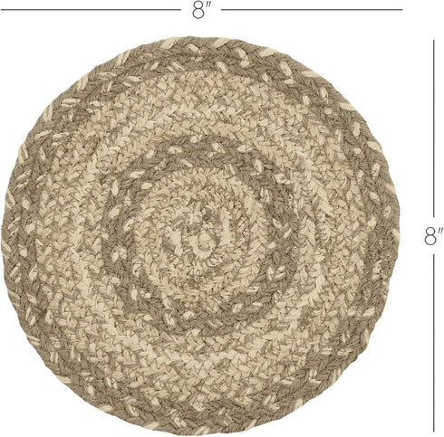 VHC Brands Cobblestone Trivet Hot Pad for Pots Pans, Tan Grey White, Jute Blend, Round Circle, 8 Inches...