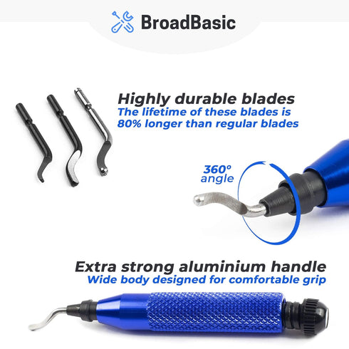 Deburring Tool Kit with 20 High-Speed-Steel Blades | Edge Burr Remove for Metal, PVC Plumbing Pipe, 3D Printing, Plastic, Copper, Resin Art...