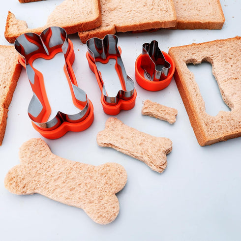 Dog Cookie Cutters Set 3 Piece -3 Different Sizes Of Dog, Bone, and Paw Print Cookie Mold Dog Bone Cutters Stainless Steel Shaped Cutters for Home...