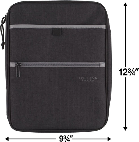 Five Star Zipper Binder, 1 Inch 3-Ring Binder, Carry-All with Internal Pockets and Dividers, 375 Total Sheet Capacity, Heathered Black/Gray (29092...