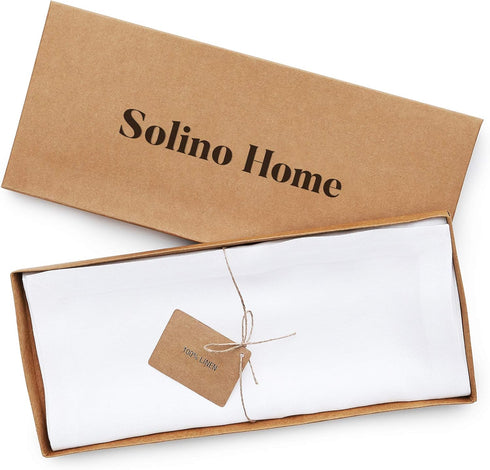 Solino Home Linen White Table Runner 36 Inches - 100% Pure Linen Small Table Runner 14 x 36 Inch Ideal for Dresser and Coffee Tables - Summer, Fal...