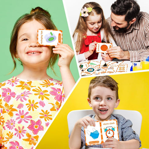 50 Everyday Objects Awareness Flashcards for Kids,Waterproof Daily Necessity Education Cards, Children's Educational Card, Double-Sided Fun Educat...