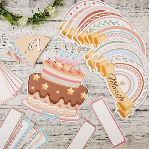 Boho Classroom Decor, Happy Birthday Bulletin Board Calendar Decorations Rainbow Classroom Wall Decor Supplies Include Labels Classroom Chart Cuto...