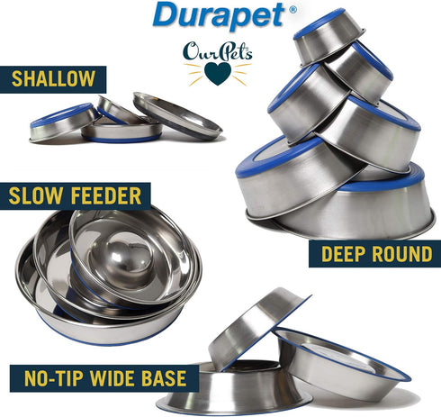 OurPets DuraPet Stainless Steel Dog Bowls, Dog Food Bowls & Dog Water Bowls (Up To 1.25 cups Great for Small Breeds)...