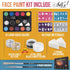 Face Painting Kit for Kids Party - 20 Water-Based Non-Toxic Sensitive Skin Paints, 3 Glitters, 2 Hair Chalks, Combs, 3 Paint Brushes, 40 Stencils,...