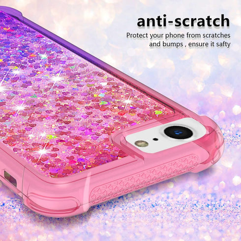 Case for iPhone SE 2020, iPhone SE 2022 Case Liquid Cute Clear Glitter Heavy Duty Shockproof Back Cover Soft TPU Protective for Girls Women Phone ...
