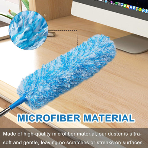 4 Upgraded 55-inch Long Microfiber Dusters with Telescopic Handle More Durable Fibers, Feather Dusters Perfect for household cleaning, office clea...