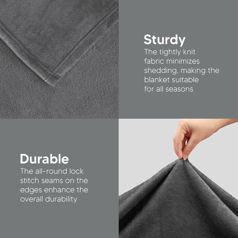 Utopia Bedding Fleece Blanket Throw Size Grey 300GSM Luxury Anti-Static Fuzzy Soft Microfiber Blanket for Couch, Sofa and Bed (60x50 Inch)...