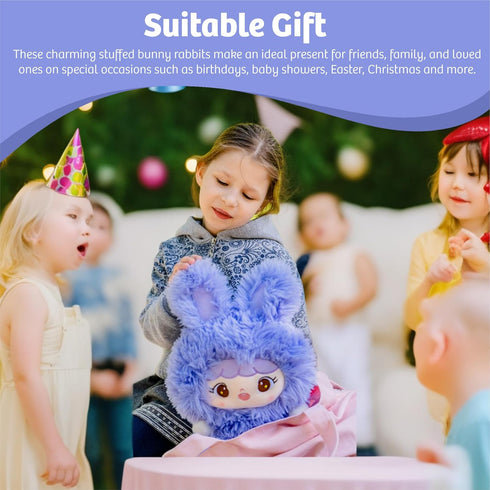Teddy Bear Stuffed Bunny-14 Inches Plushies, Bunny Teddy Bear, and Cute Plushies, Kids Companion Stuffed Animal Bunny Facial Expression Purple Bun...