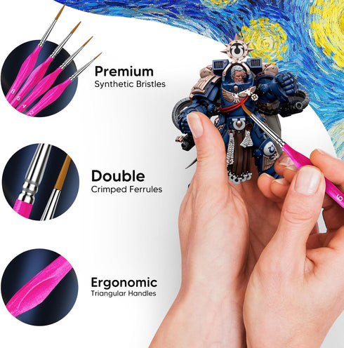 10PC Miniature Paint Brush for Fine Detailing, Mini Small Painting Brushes Set for Art, Crafts, Acrylic, Watercolor, Oil, Model, Face, Warhammer 4...