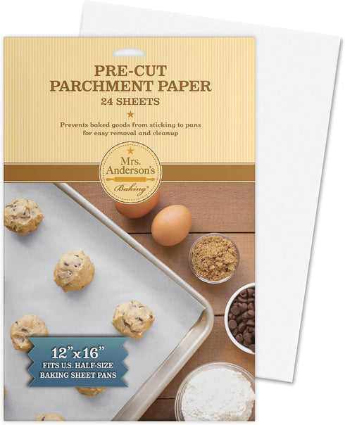 Mrs. Anderson’s Baking Non-Stick Pre-Cut Parchment Paper Sheets, 12 x 16-Inches, 24 Sheets...