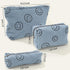 Cosmetic Bag 3PCS Pencil Pouch Smiley Face Bag Corduroy Cosmetic Bag Aesthetic Women Handbags Purses (BLUE)...