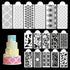 DI QIU REN 16PCS Cake Stencils for Decorating Buttercream, 15X5.9 Inch Fondant Template, Lace & Geometric Icing Printing Mold, Side Baking Mesh...