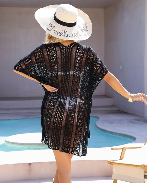 Wander Agio Beach Swimsuit for Women Sleeve Coverups Bikini Cover Up Net...