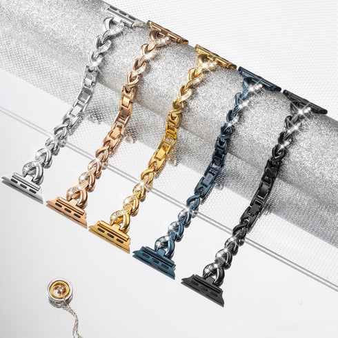 Dainty Heart Bands for Apple Watch 38mm 40mm 41mm 42mm, Bling Metal Strap for Women, Elegant Dressy Bracelet for iWatch Series 10/9/8/7/6/5/4/3/2/...