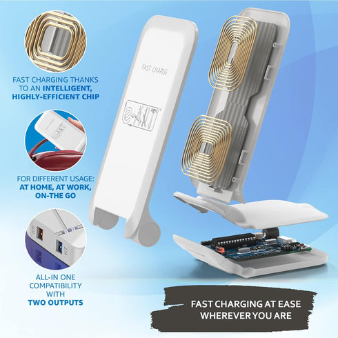 15W Foldable Wireless Fast Charger with Wall Charger and Stylus Pen-Wireless Charger Gift-iPhone Charger-Fast-Charging Samsung Galaxy with 28W Qui...