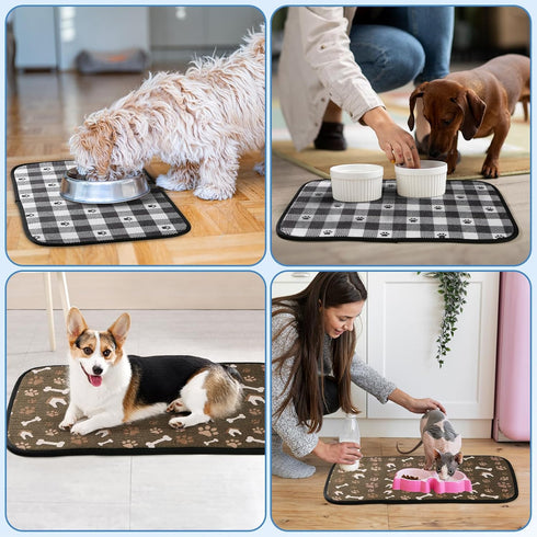 Dog Food Mats, Pet Bowl Mats, Super Absorbent and Dry, Prevents Spills, Non-Slip Design, Easy to Wash Machine Washable 14''x24'' (2 Pack)...