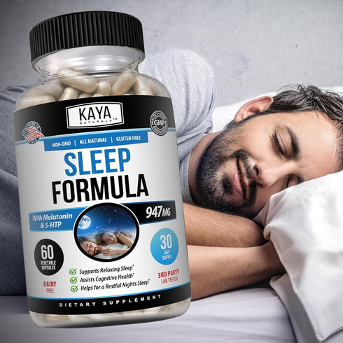Kaya Naturals - Sleep Support Formula with Melatonin - Aid Support Vitamin Supplement - Sleep Stress and Mood Support - L-Tryptophan, Passion Flow...