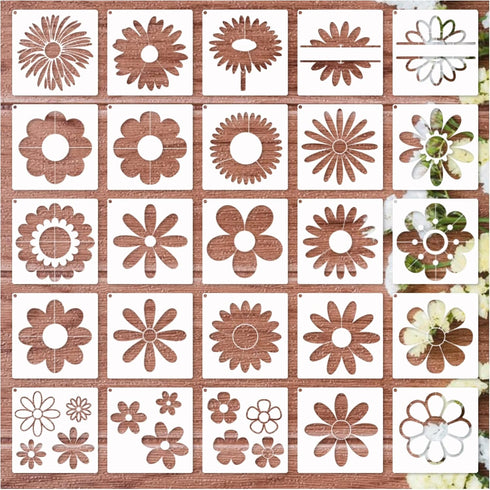 Daisy Stencil Flower Stencils for Painting on Wood, Floral Drawing Paint Wood Burning Layering Templates for Crafts Card Making Furniture Wall Flo...