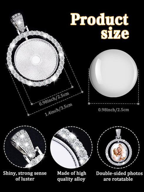 Ferraycle 27 Pieces Rhinestone Bezel Pendant Trays Set Including 9 Pieces Double-Sided Sublimation Blank 1 Inch Bezel Round Pendant Trays Charms w...