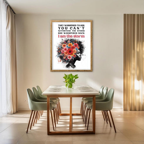 Posterizer 1 pcs-i am the storm-positive quote-Afro-American Art Collection-Inspirational Women's Art-Gifts for Women-Living Room Bedroom Decor- U...