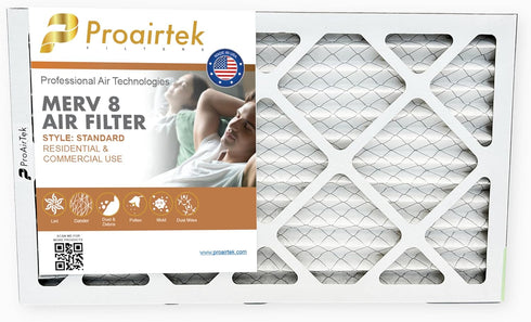 Proairtek AF12201M08SWH Model 12x20x1 Pack of 2 Air Filters, MERV 8; Ideal for Anyone Wanting Clean, Crisp Air in Their Home; It Captures Microsco...