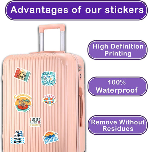 50 PCS Swimming Stickers Swim Decal Vinyl Waterproof Aesthetic for Laptop Water Bottles Luggage Computer Phone Case Skateboard Car Perfect Gifts f...