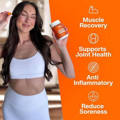 VitaHustle Turmeric Ginger Gummies for Inflammation, Joint Flexibility, Muscle Recovery, Low Sugar, Vegan, Gluten Free, Non GMO, Orange Flavor, 50...