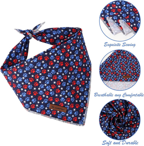 MR. CHUBBYFACE American Flag 4th of July Dog Bandanas Reversible Triangle Bibs Scarf Accessories for Dogs Cats Pets...