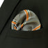 S&W SHLAX&WING Striped Mens Pocket Squares Dark Grey with Orange Stripes for Suits...