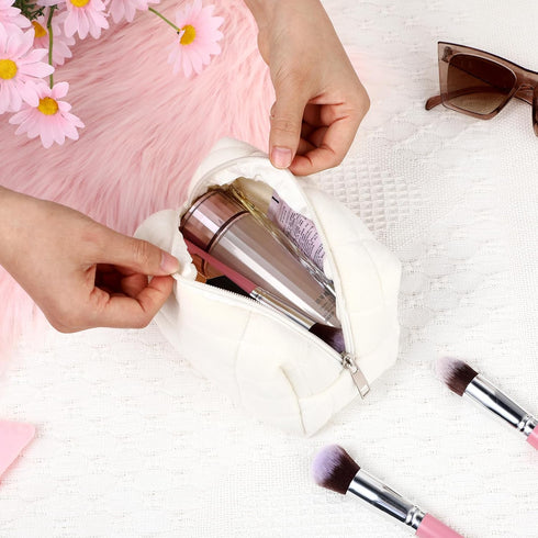 Sibba Makeup Case Make Up Cosmetic Organizer Travel Toiletry Bags Skin Care Pouch Small Fluffy Purse Collection Traveling Makup Beauty Women Girls...