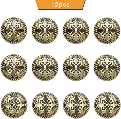 12 Pieces Gold Blazer Buttons, Vintage Metal Shank Buttons Set for Blazer, Suits, Coats, Uniform, Jacket 23mm...